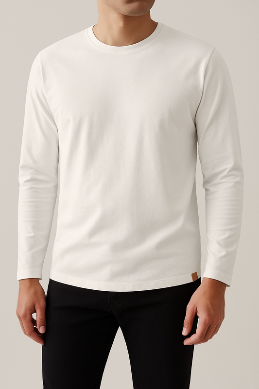 IVAR® Full Sleeve Luxeknit White T shirt