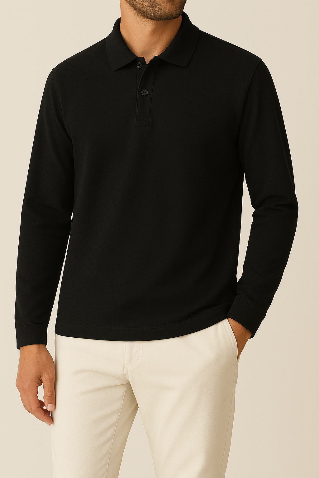 IVAR® Black Full Sleeve Polo