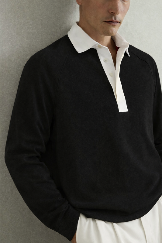 IVAR® Black Placket Fleece Polo