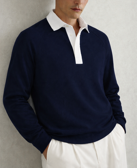 IVAR® Navy Placket Fleece Polo