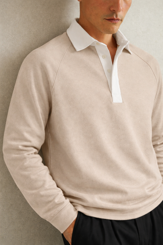 IVAR® Stone Beige Placket Fleece Polo