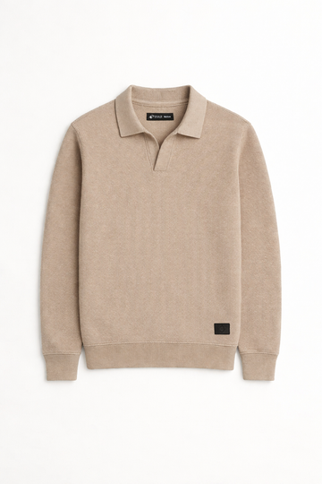 IVAR® Stone Beige Johnny Collar Ribline Polo