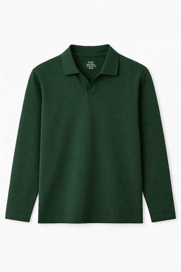 IVAR® Dark Green Full Sleeve Johnny Collar Polo