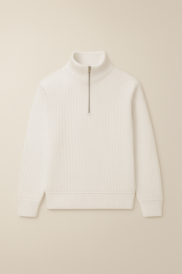 IVAR® Off White Ribbed Quarter Zipper