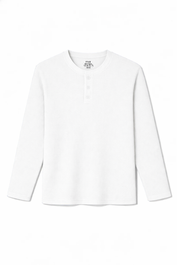 IVAR® Bright White Waffle Knit Full Sleeve Henley