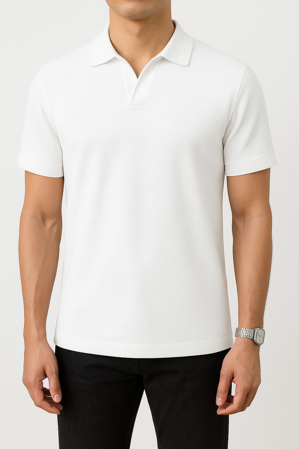 IVAR® White Johnny Collar Polo