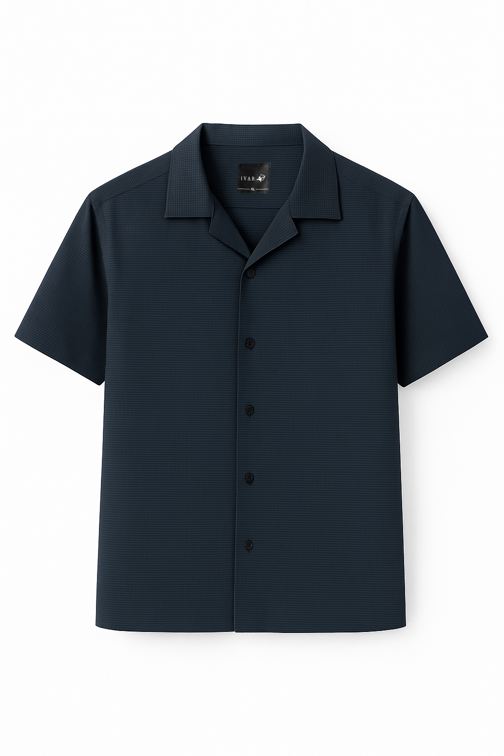 IVAR® Checkered Navy Cuban Collar Shirt