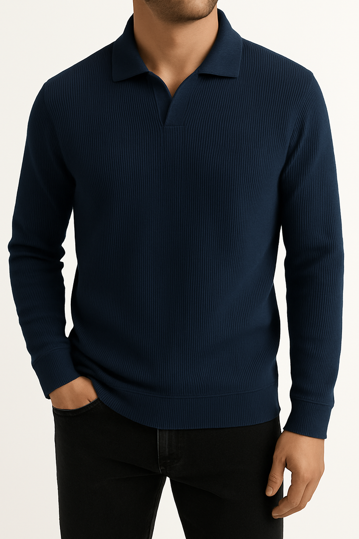 IVAR® Navy Johnny Collar Ribline Polo