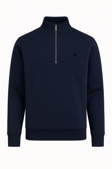 Navy Half Zipper - Premium Cotton Fleece