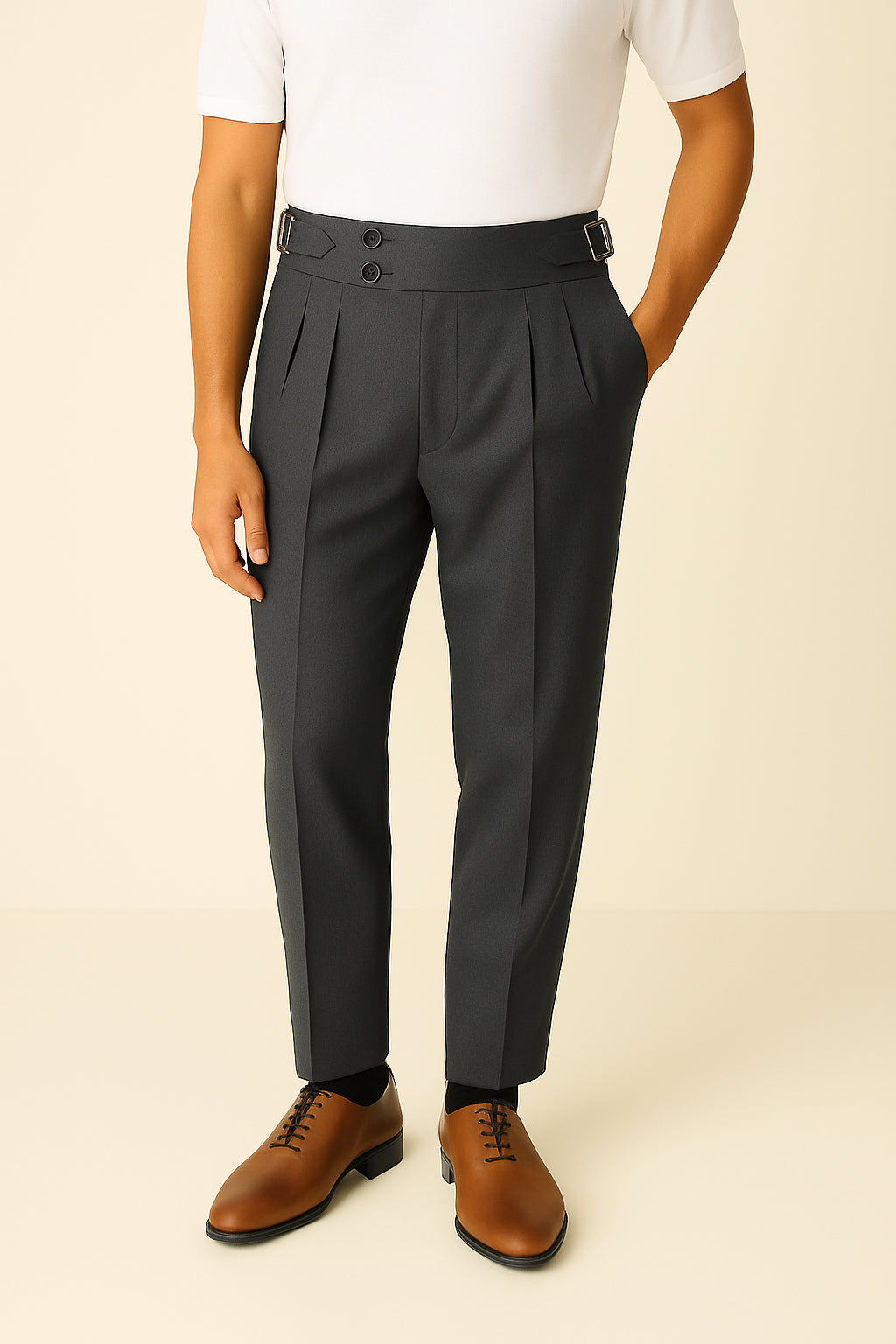 IVAR® Charcoal Pleated Gurkha Pants