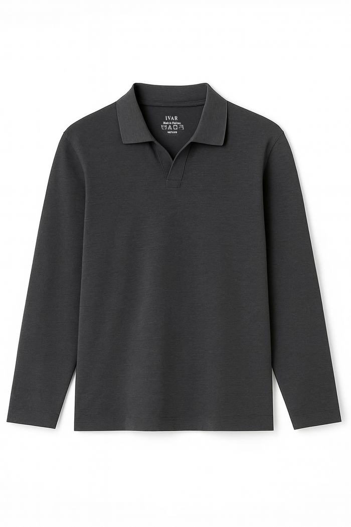 IVAR® Charcoal Full Sleeve Johnny Collar Polo