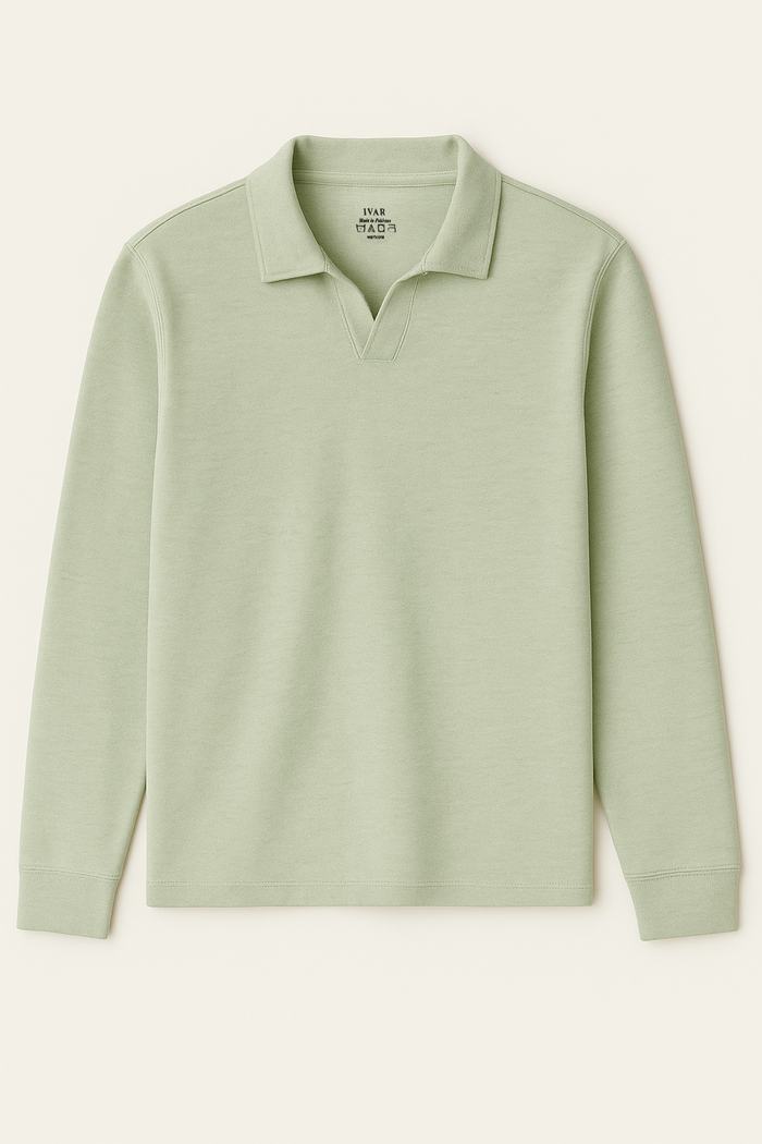 IVAR® Pistachio Full Sleeve Johnny Collar Polo