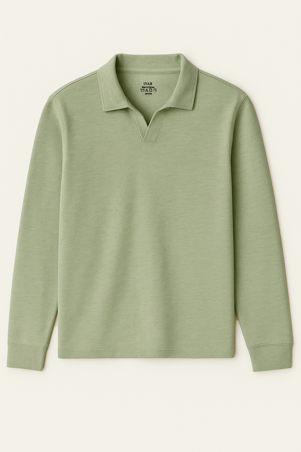 IVAR® Pistachio Full Sleeve Johnny Collar Polo
