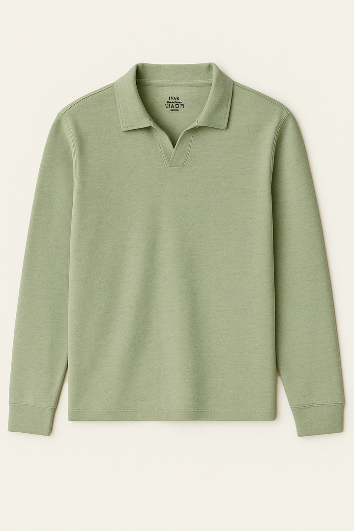 IVAR® Pistachio Full Sleeve Johnny Collar Polo