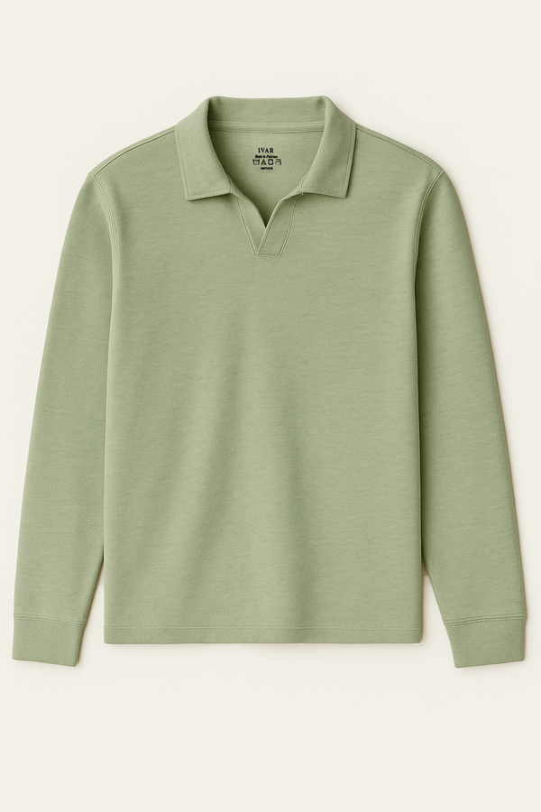 IVAR® Pistachio Full Sleeve Johnny Collar Polo