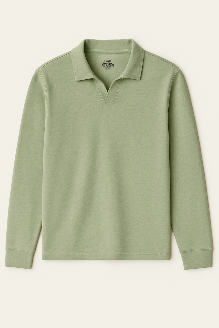 IVAR® Pistachio Full Sleeve Johnny Collar Polo