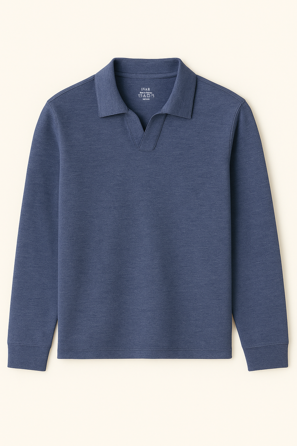 IVAR® Blueish Charcoal Full Sleeve Johnny Collar Polo