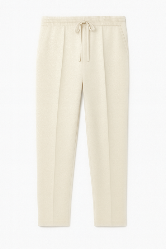 IVAR® Off White Stapered Knitted Pants