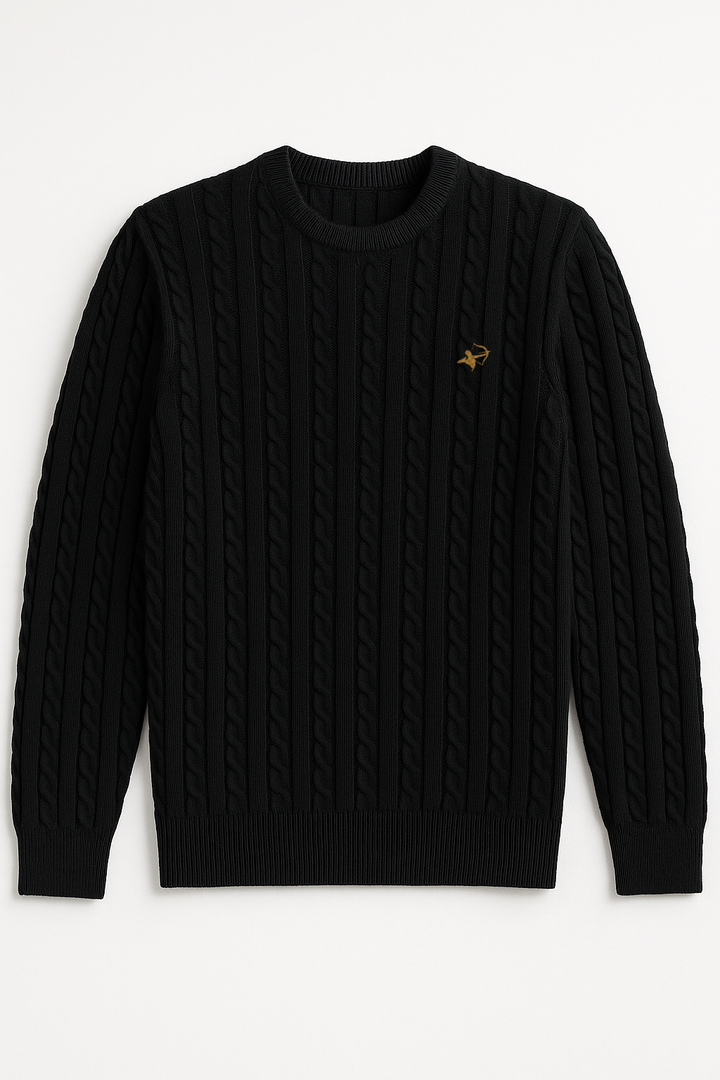 IVAR® Black Cable Knit - Wool style sweater
