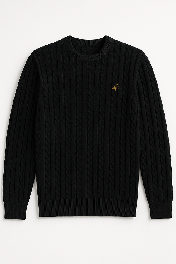 IVAR® Black Cable Knit - Wool style sweater