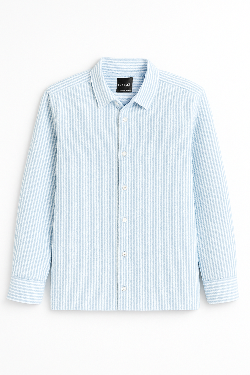 IVAR Oversized Seersucker Sky Stripe Shirt