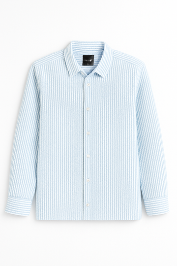 IVAR Oversized Seersucker Sky Stripe Shirt