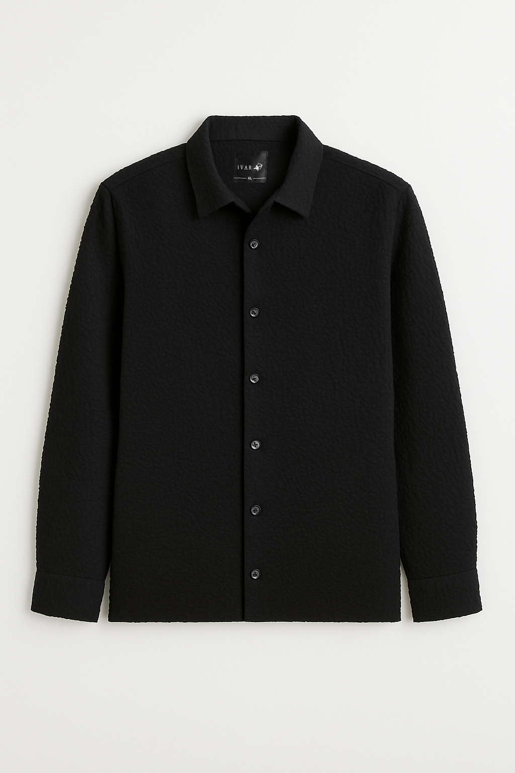 IVAR Oversized Seersucker Black Shirt