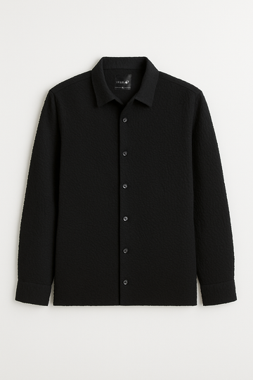 IVAR Oversized Seersucker Black Shirt