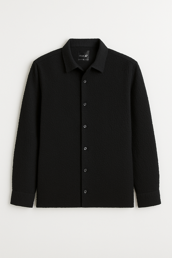IVAR Oversized Seersucker Black Shirt