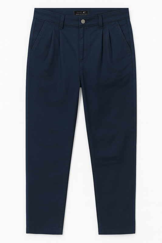 IVAR® Teal Twill Straight Fit Pleated Pants