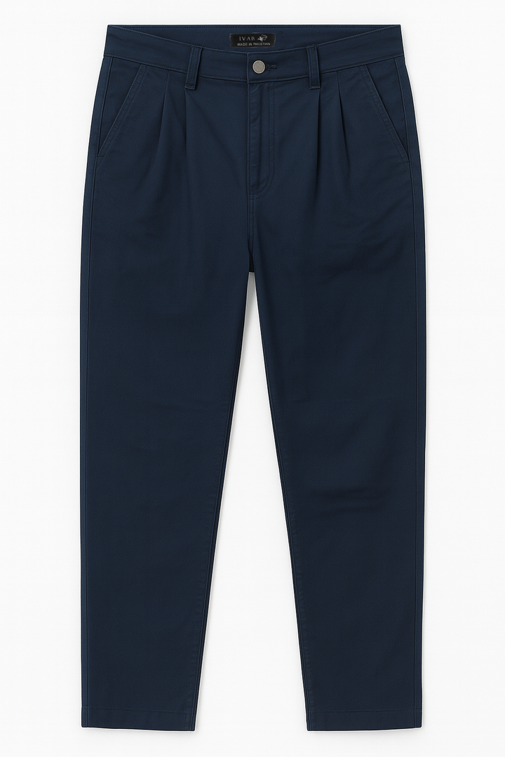 IVAR® Teal Twill Straight Fit Pleated Pants