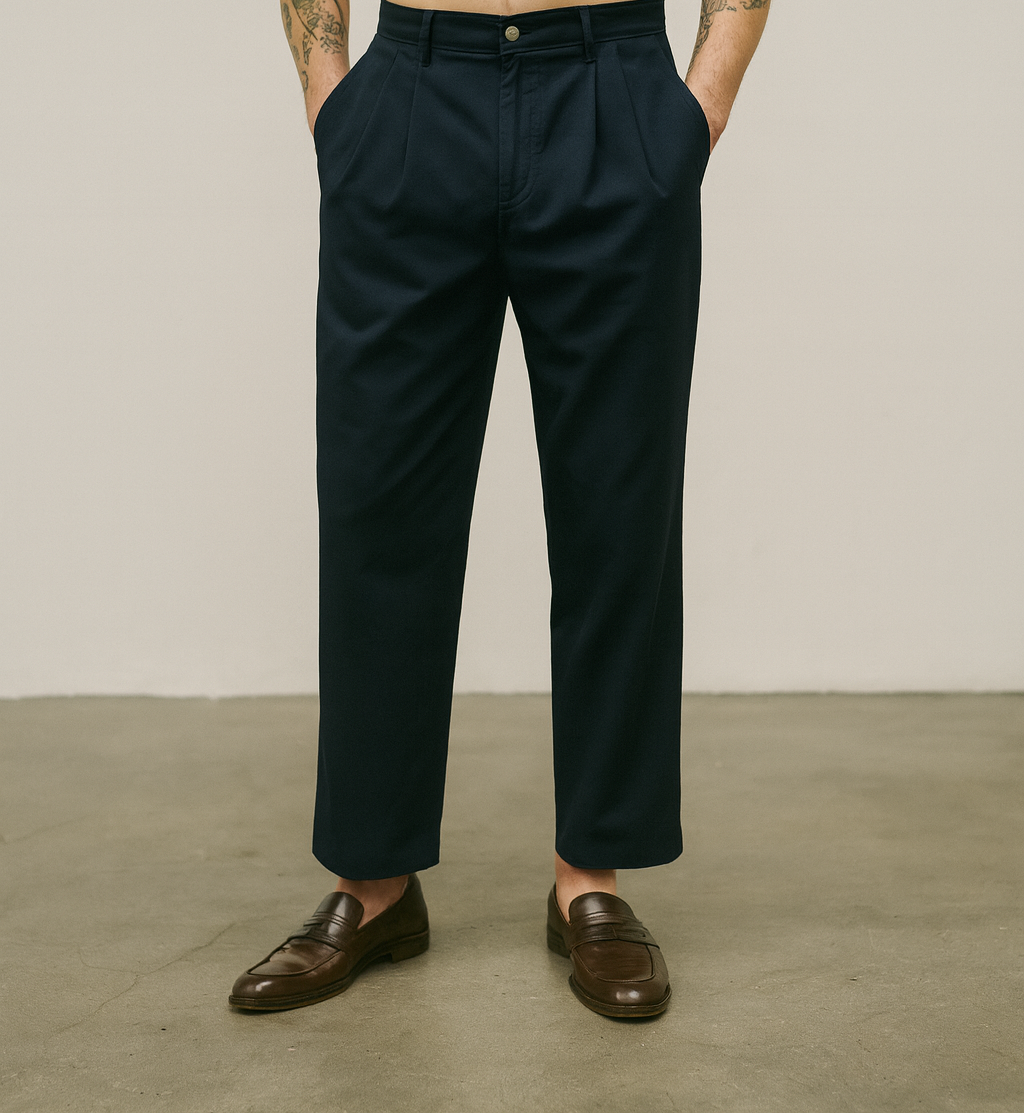 IVAR® Teal Twill Straight Fit Pleated Pants