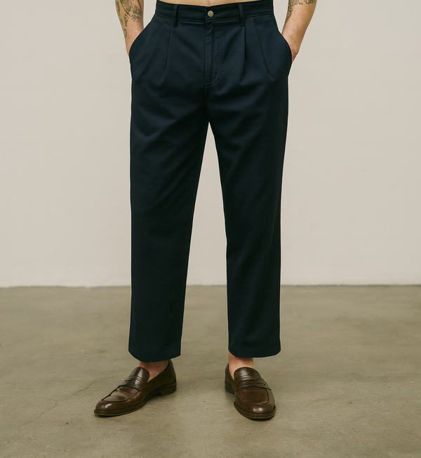 IVAR® Teal Twill Straight Fit Pleated Pants
