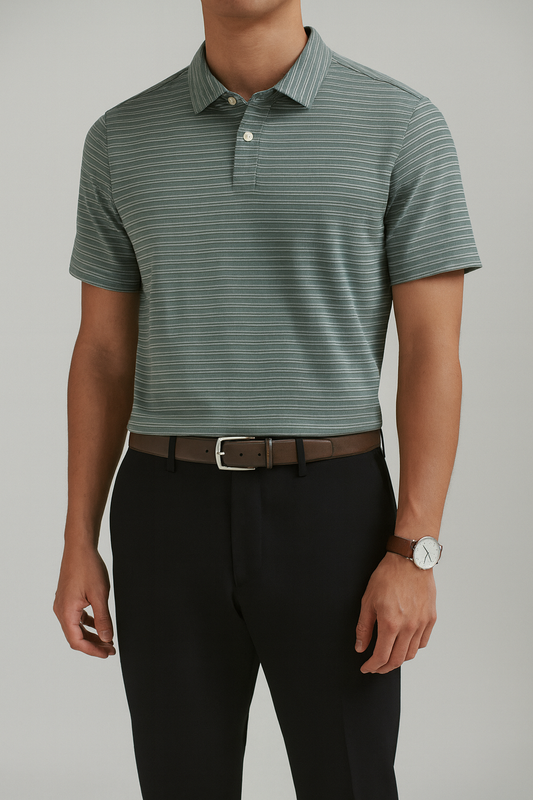 IVAR® Green Striper Spandex Polo