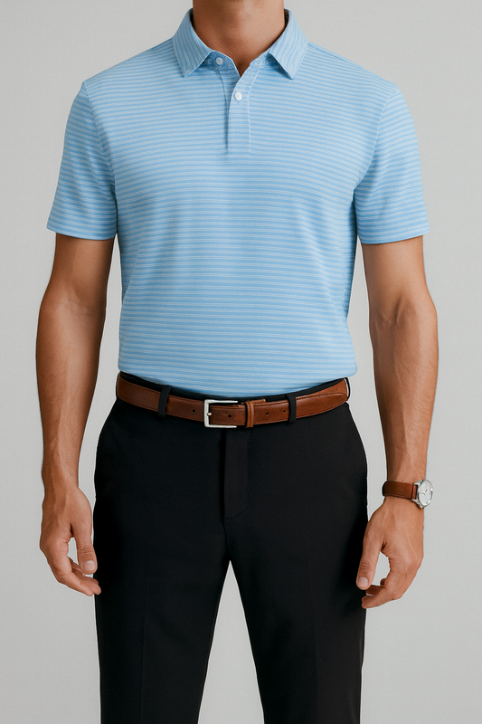 IVAR® Blue Striper Spandex Polo