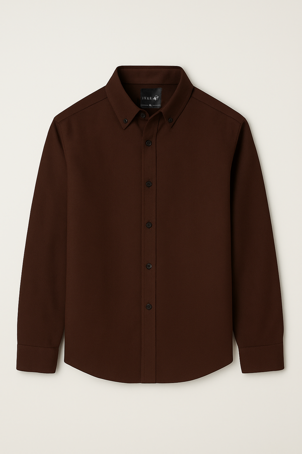 IVAR® Non Iron Chocolate Brown Slim Fit Shirt