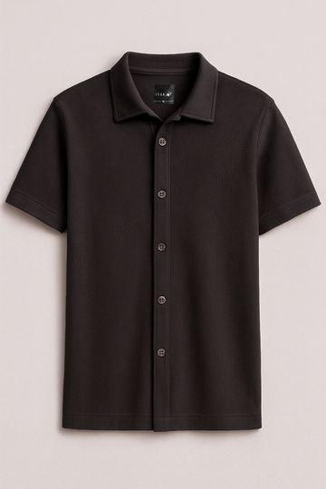IVAR® Chocolate Brown Ribbed Shirt