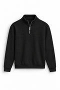 IVAR Black Classic Fleece Quarter Zipper, flat lay front view