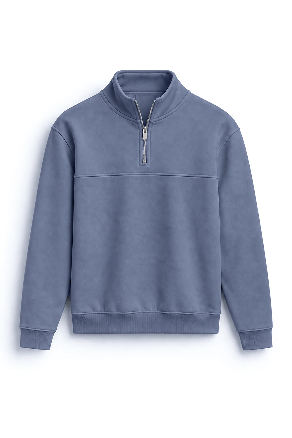 IVAR Grey Classic Fleece Quarter Zipper, flat lay front view