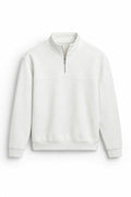 IVAR Off White Classic Fleece Quarter Zipper, flat lay front view