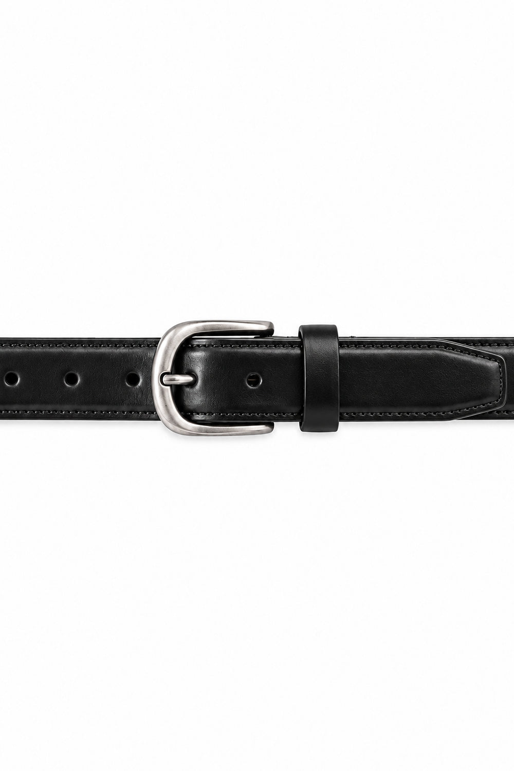 Ivar Black Classic Thin Leather Belt - Full Length Flat Lay - IVAR Clothing