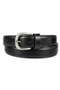 Ivar Black Classic Thin Leather Belt - Full Coiled View - IVAR Clothing