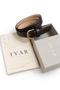 Ivar Brown Classic Thin Leather Belt - Packaging with Box - IVAR Clothing
