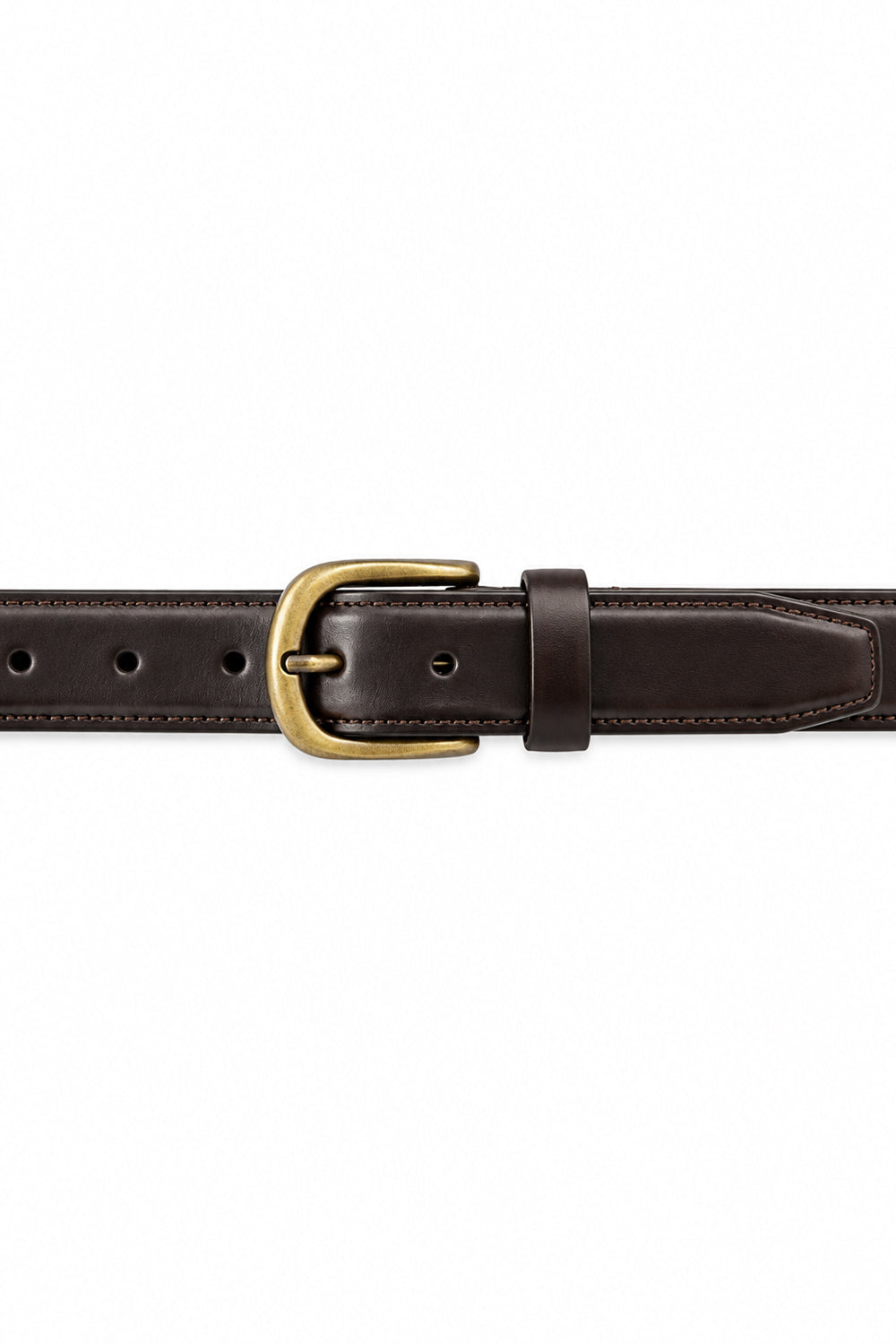 Ivar Brown Classic Thin Leather Belt - Full Length Flat Lay - IVAR Clothing