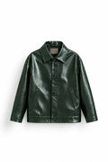 IVAR Deep Forest Coat Leather Jacket, flat lay front view
