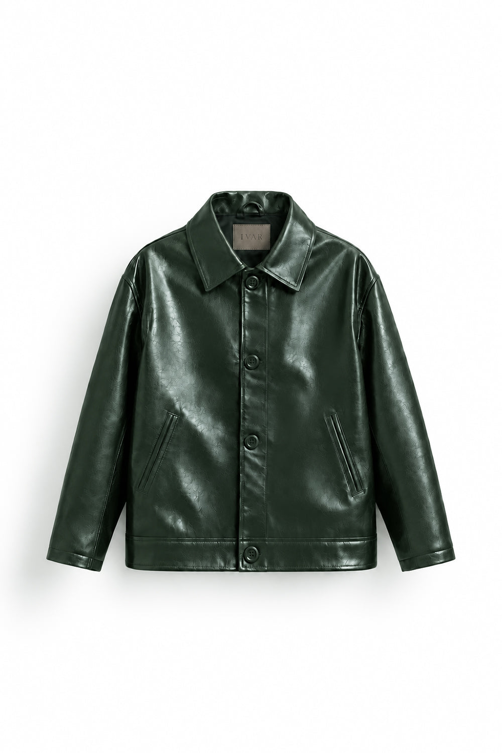 IVAR Deep Forest Coat Leather Jacket, flat lay front view