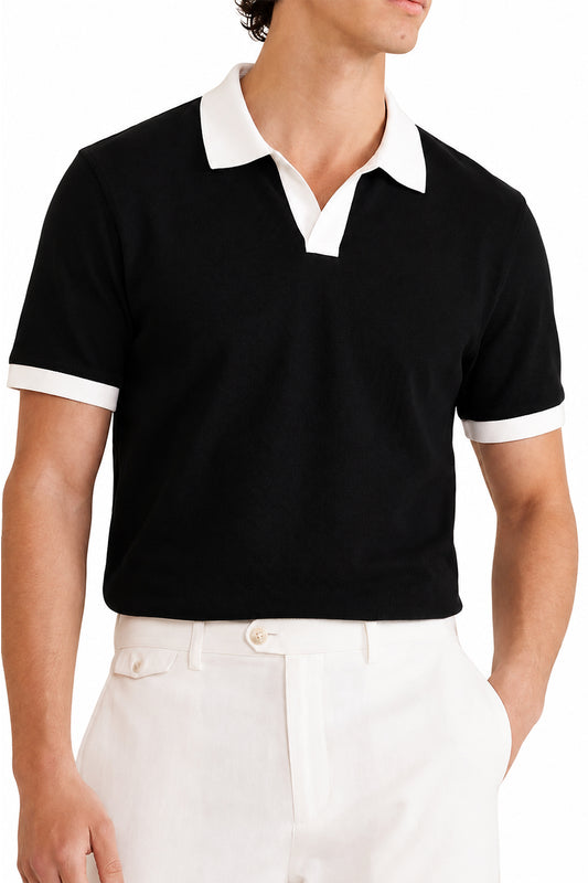 IVAR Black Contrast J/C Polo - Model Wearing - IVAR Clothing