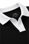 IVAR Black Contrast J/C Polo - Close-Up Collar Detail - IVAR Clothing