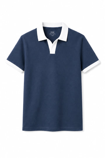 IVAR® Navy Contrast J/C Polo