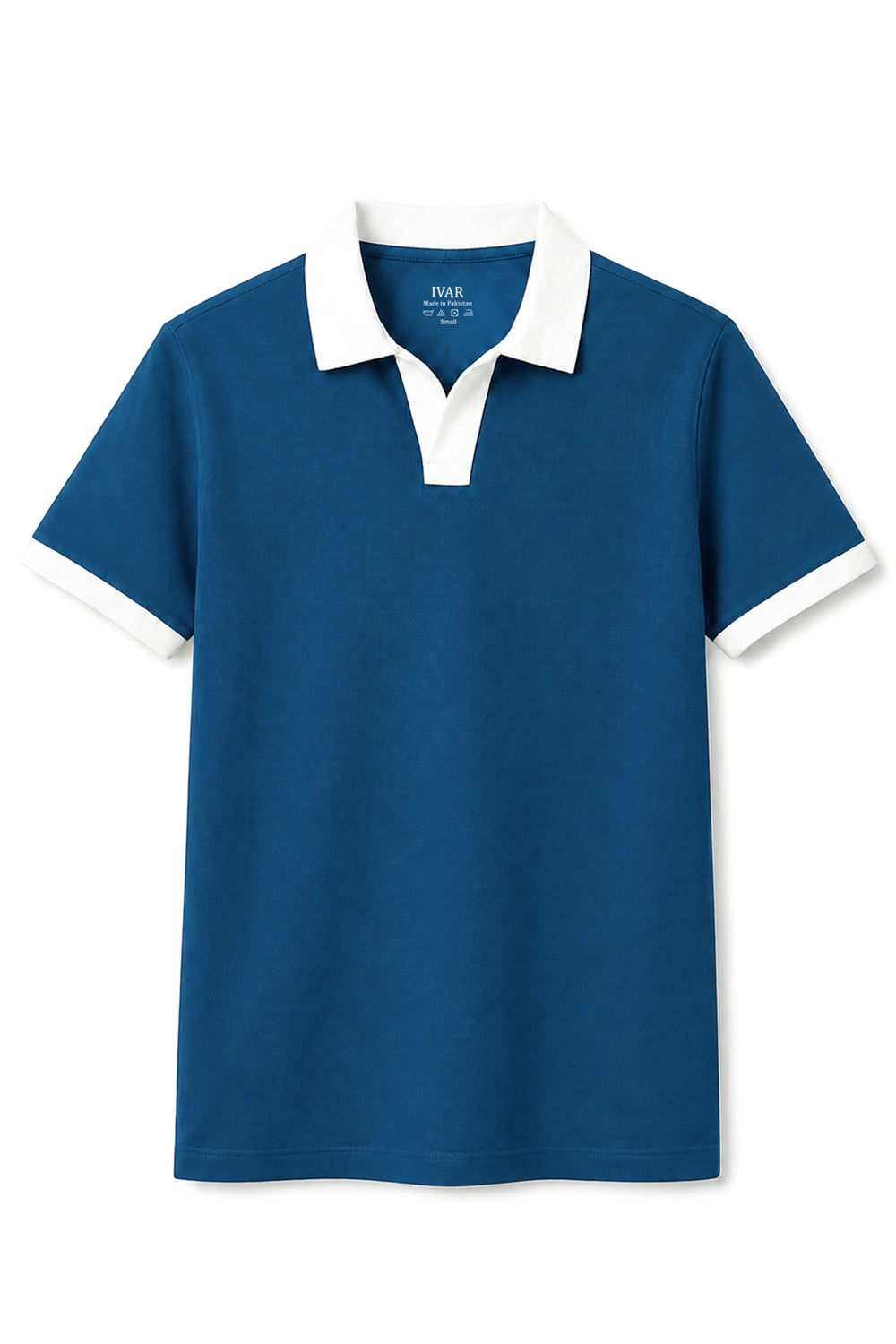IVAR Ink Blue Contrast J/C Polo - Front Flat Lay - IVAR Clothing